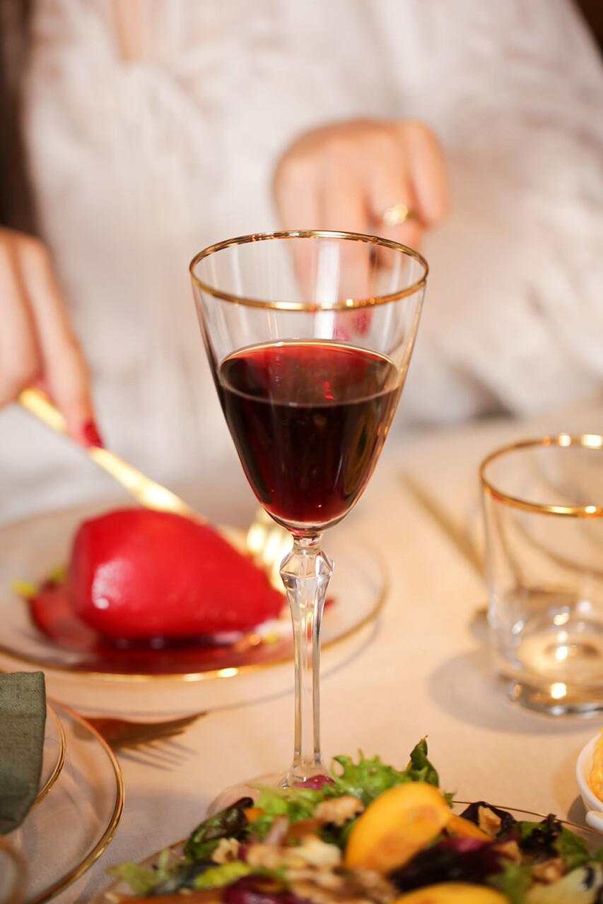 Set de pahare de vin, Hermia, 127RKL1171, Auriu / Transparent - imagine 7
